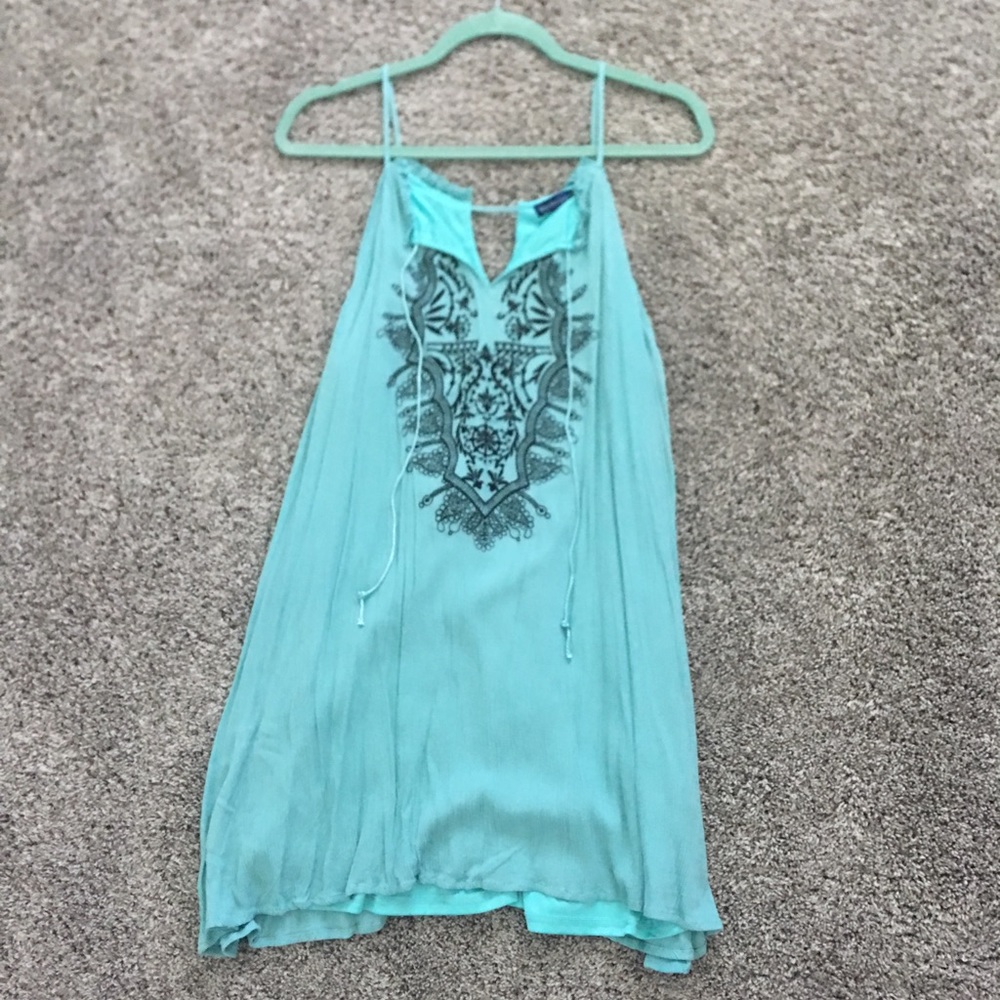 EMBROIDERED HALTER DRESS